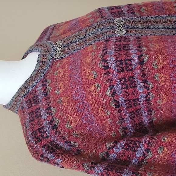 Squaw Valley Womens Vintage 100% Wool Fair Isle Nodric Cardigan - Size Large - Picture 4 of 10